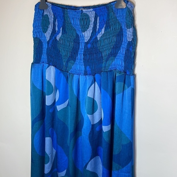 Asos Curve Never Fully Dressed shirred blue skirt abstract print swirl 14US - Picture 6 of 12